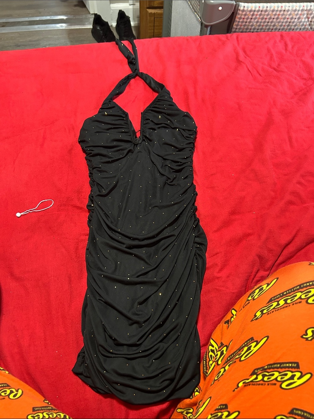 Black dress with gold sparkles